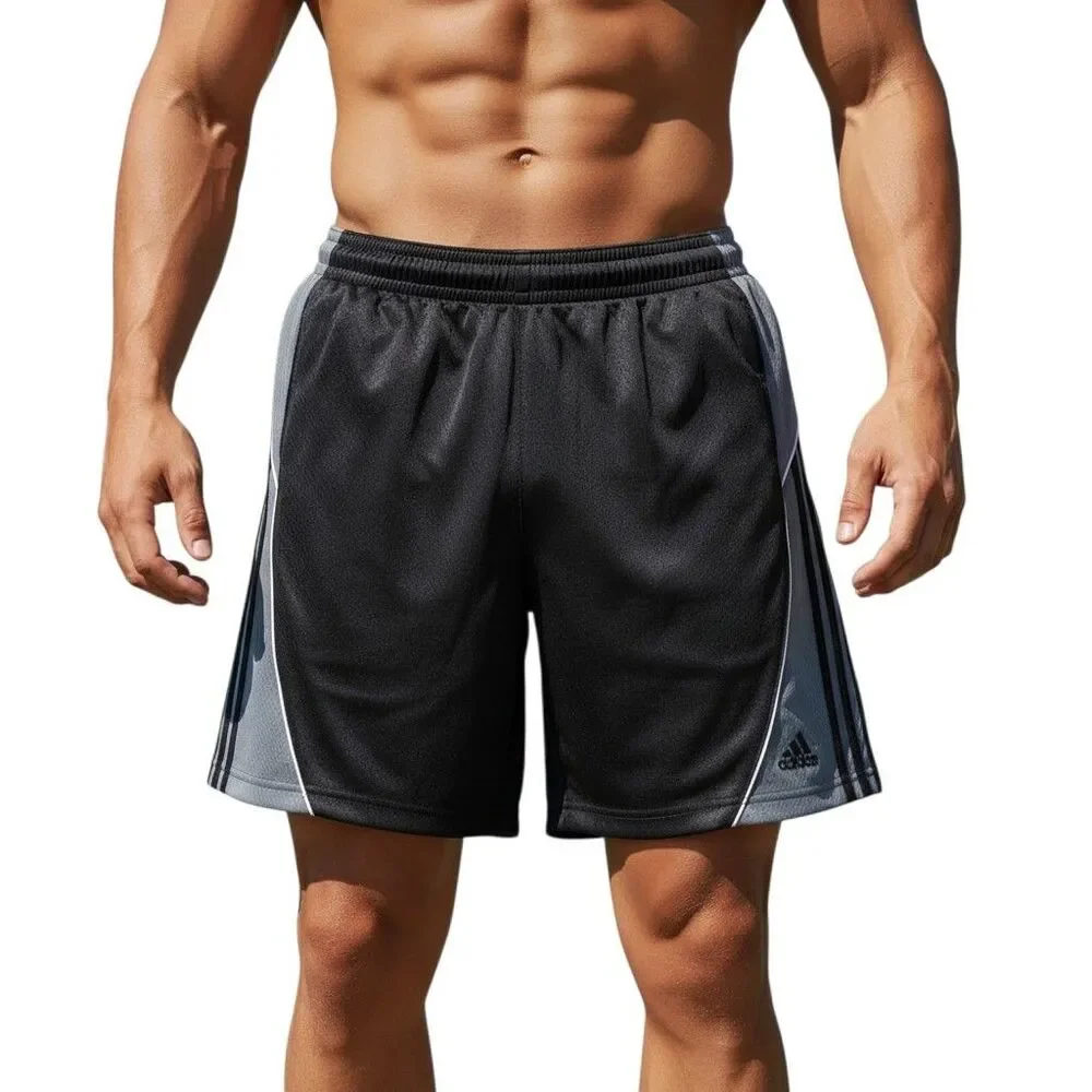 Adidas Shorts Mens M Black Gray Mesh Basketball Gym Performance Athletic
